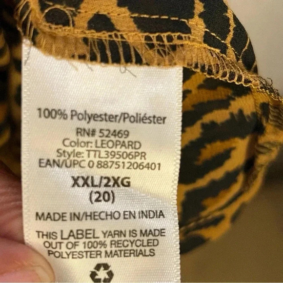 Time and Tru Dress Womens Plus Size XXL 20 Leopard Print Long Sleeve Peasant NEW - Picture 5 of 14